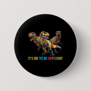 It's Ok To Be Different Dinosaur Autism Awareness 6 Cm Round Badge