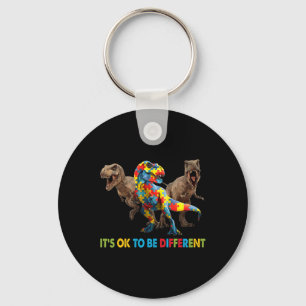 It's Ok To Be Different Dinosaur Autism Awareness Key Ring
