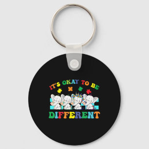 It's Ok To Be Different Elephant Autism Awareness Key Ring
