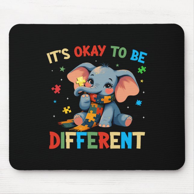 It's Ok To Be Different Elephant Autism Awareness  Mouse Mat (Front)