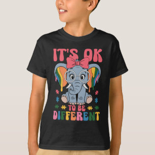It's OK To Be Different Elephant Autism Rainbow T-Shirt