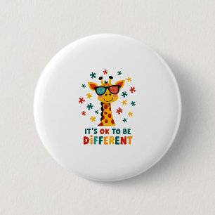 It's Ok To Be Different Giraffe Autism Awareness B 6 Cm Round Badge