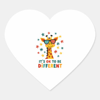 It's Ok To Be Different Giraffe Autism Awareness B Heart Sticker
