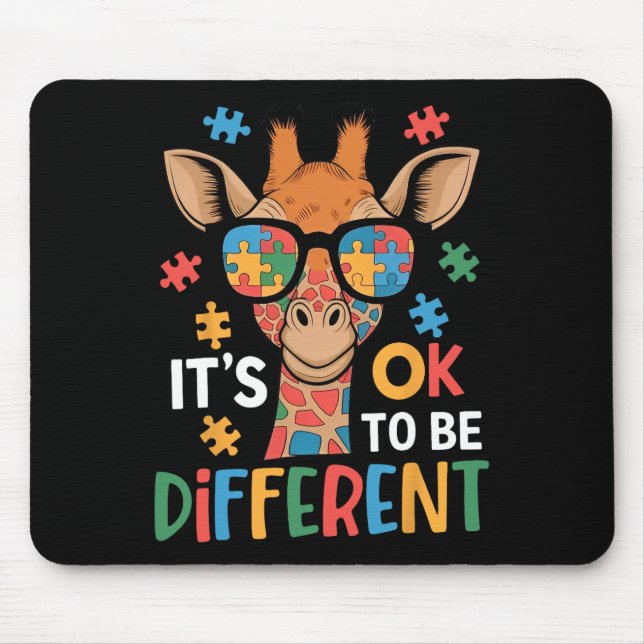 It's Ok To Be Different Giraffe Autism Awareness B Mouse Mat (Front)
