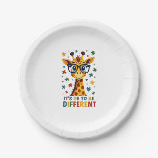 It's Ok To Be Different Giraffe Autism Awareness B Paper Plate