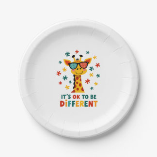It's Ok To Be Different Giraffe Autism Awareness B Paper Plate