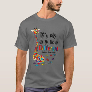 It's Ok To Be Different Giraffe Autism Awareness T-Shirt