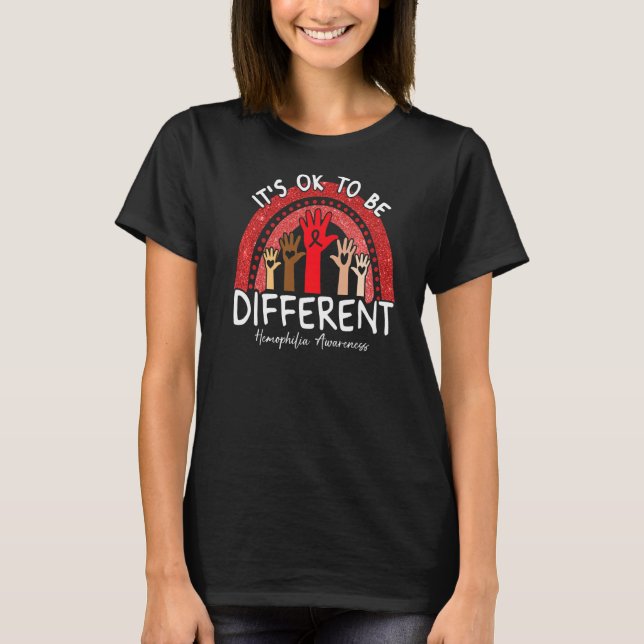 It's Ok To Be Different Haemophilia Awareness Red  T-Shirt (Front)