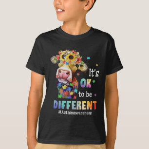It's Ok To Be Different Heifer Cow Puzzle Autism A T-Shirt