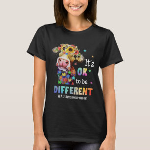 It's Ok To Be Different Heifer Cow Puzzle Autism A T-Shirt