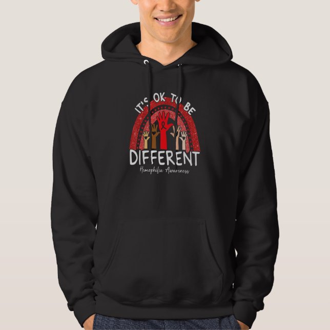 It's Ok To Be Different Hemophilia Awareness Red R Hoodie (Front)