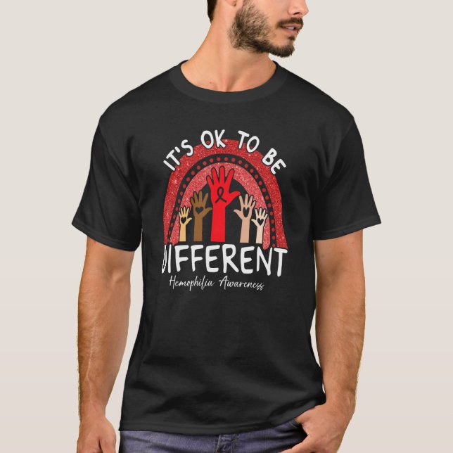 It's Ok To Be Different Hemophilia Awareness Red R T-Shirt (Front)