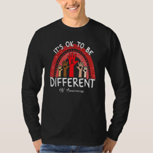 It's Ok To Be Different HIV Awareness Red Rainbow T-Shirt