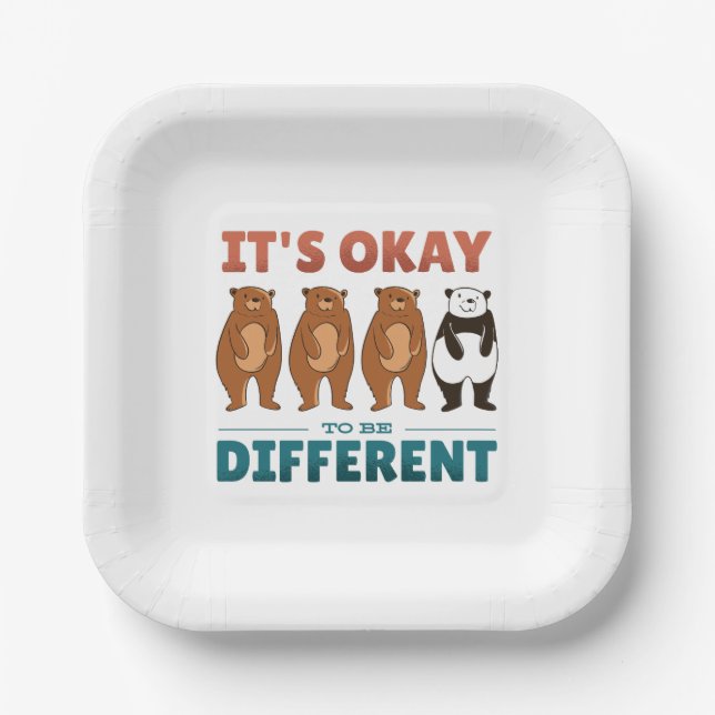 It's OK to be different Invitation Napkins Paper Plate (Front)