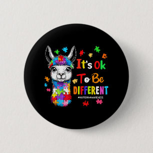 It's Ok To Be Different Llama Autism Awareness Boy 6 Cm Round Badge