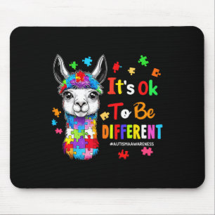 It's Ok To Be Different Llama Autism Awareness Boy Mouse Mat