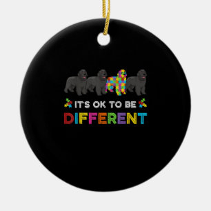 Its Ok To Be Different Newfoundland Autism Dog Ceramic Tree Decoration