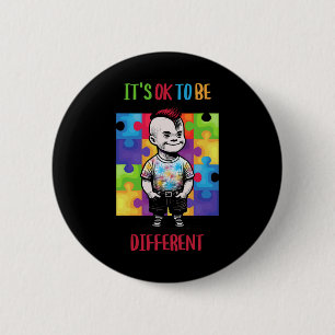 Its Ok To Be Different Ok Autism Awareness 6 Cm Round Badge