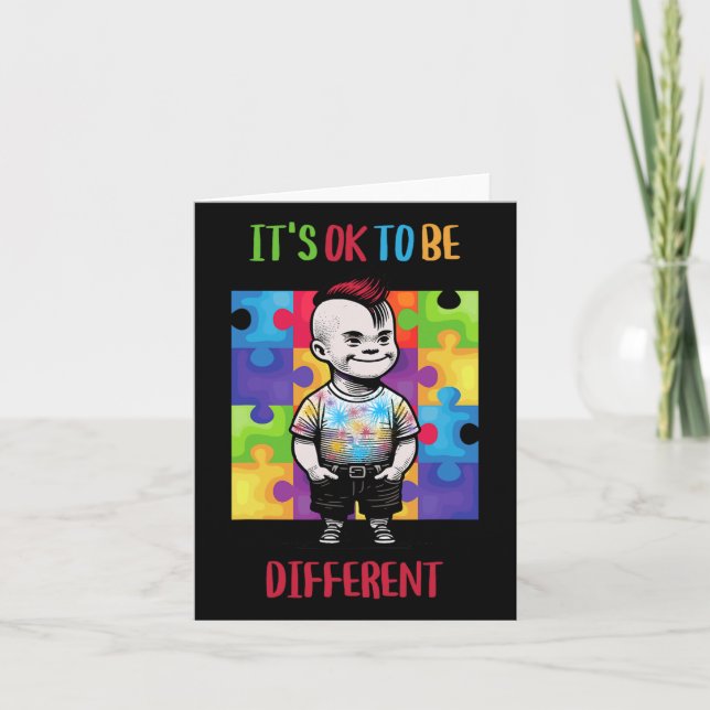 Its Ok To Be Different Ok Autism Awareness  Card (Front)