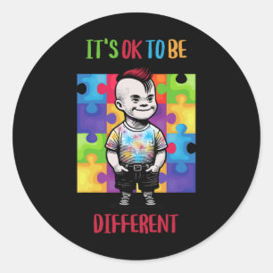 Its Ok To Be Different Ok Autism Awareness Classic Round Sticker
