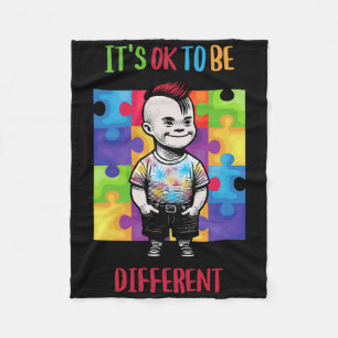 Its Ok To Be Different Ok Autism Awareness Fleece Blanket