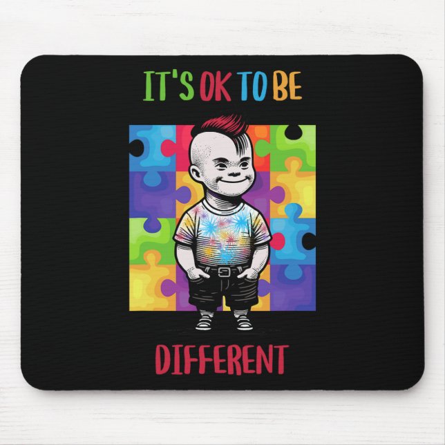Its Ok To Be Different Ok Autism Awareness  Mouse Mat (Front)
