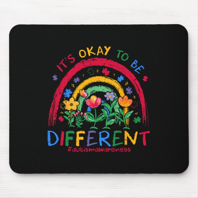It's Ok To Be Different Rainbow Autism Awareness P Mouse Mat (Front)