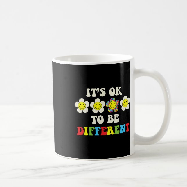 Its Ok To Be Different Retro Groovy Autism Awarene Coffee Mug (Right)