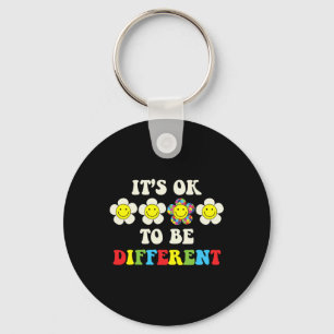 Its Ok To Be Different Retro Groovy Autism Awarene Key Ring