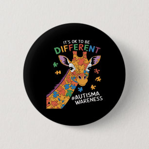 Its Ok To Be Little Different Giraffe Autism Aware 6 Cm Round Badge