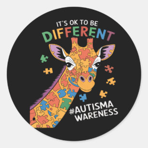 Its Ok To Be Little Different Giraffe Autism Aware Classic Round Sticker