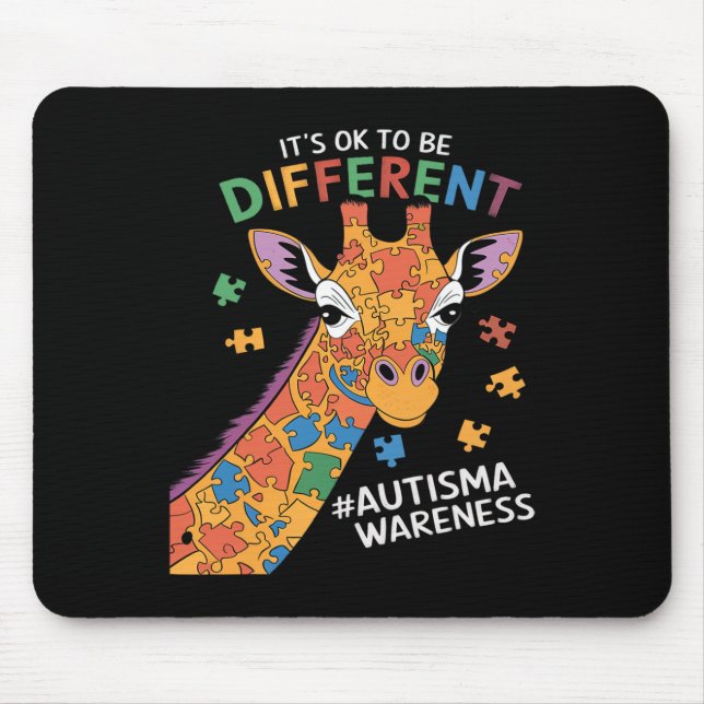 Its Ok To Be Little Different Giraffe Autism Aware Mouse Mat (Front)
