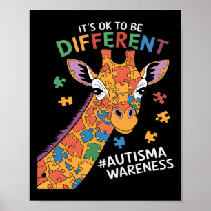 Its Ok To Be Little Different Giraffe Autism Aware Poster