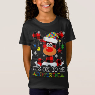 It's OK To Different Reindeer Autism Christmas Fam T-Shirt
