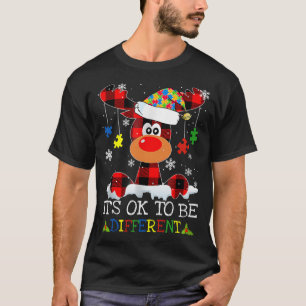 It's OK To Different Reindeer Autism Christmas Fam T-Shirt