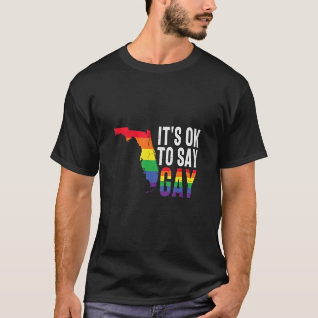 Its Ok To Say Gay Stay Proud LGBTQ Gay Rights T-Shirt (Front)