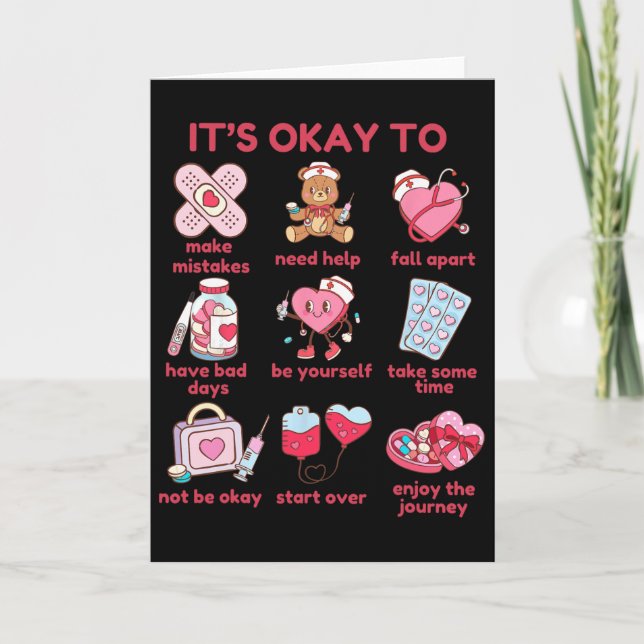 It's Okay Not To Valentine Mental Health Problems  Card (Front)
