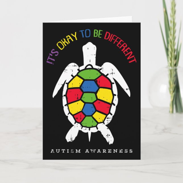 Its Okay To Be Different Autism Awareness Turtle B Card (Front)