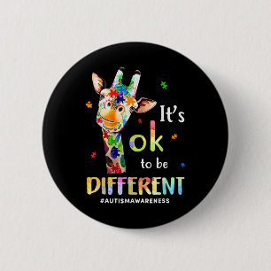 Its Okay To Be Different Giraffe Puzzle Autism Awa 6 Cm Round Badge