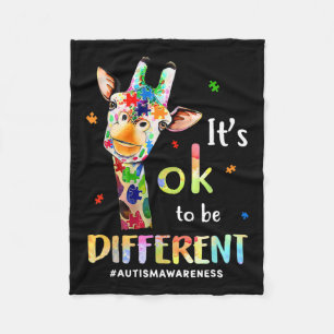 Its Okay To Be Different Giraffe Puzzle Autism Awa Fleece Blanket