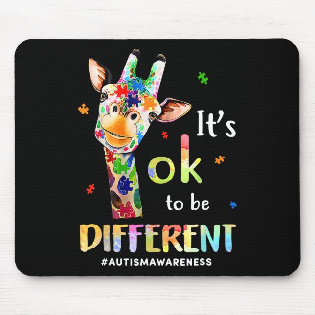 Its Okay To Be Different Giraffe Puzzle Autism Awa Mouse Mat (Front)