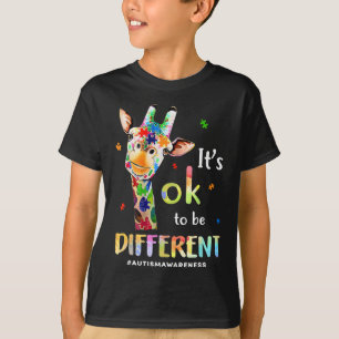 Its Okay To Be Different Giraffe Puzzle Autism Awa T-Shirt