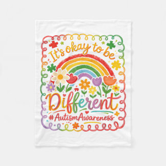 Its Okay to Be Different Neurodiversity Autism Fleece Blanket