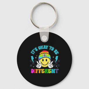Its Okay To Be Different Smile Face Puzzle Autism Key Ring