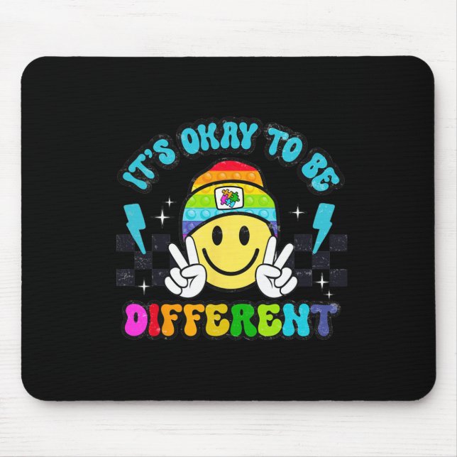 Its Okay To Be Different Smile Face Puzzle Autism  Mouse Mat (Front)