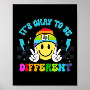 Its Okay To Be Different Smile Face Puzzle Autism Poster