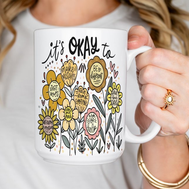 It's Okay To Boho Floral Coffee Mug (Creator Uploaded)