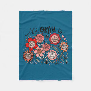 It's Okay To Boho Mental Health Floral Flowers Mot Fleece Blanket