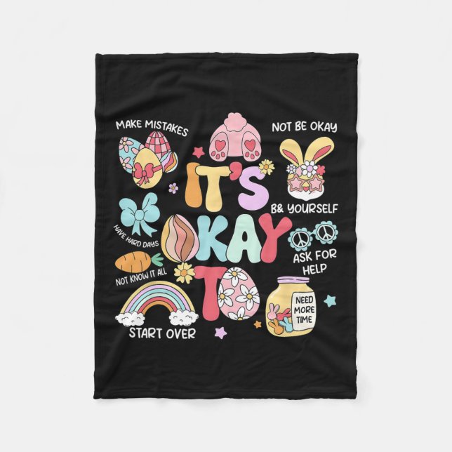 It's Okay To Make Some Mistakes Easter School Psyc Fleece Blanket (Front)