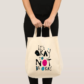 It's Okay to Not Be Fine - Minimal Line Tote Bag